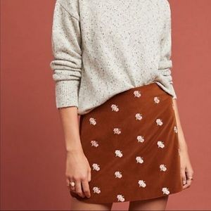 Rachel Antonoff Velvet Floral Embroidered Skirt Size 8 BNWT